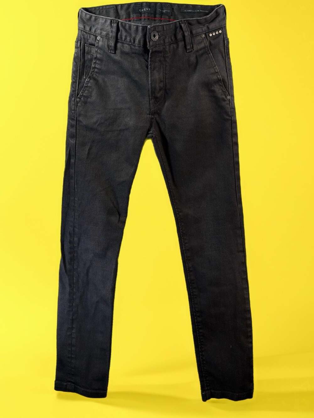 Guess Los Angeles 1981 Alameda Slim Tapered Black Denim Jeans (29)